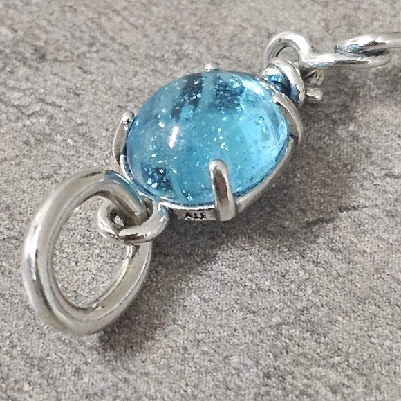 Authentic Pandora Blue Murano Glass Balloon Dangle Charm - Picture 2 of 5